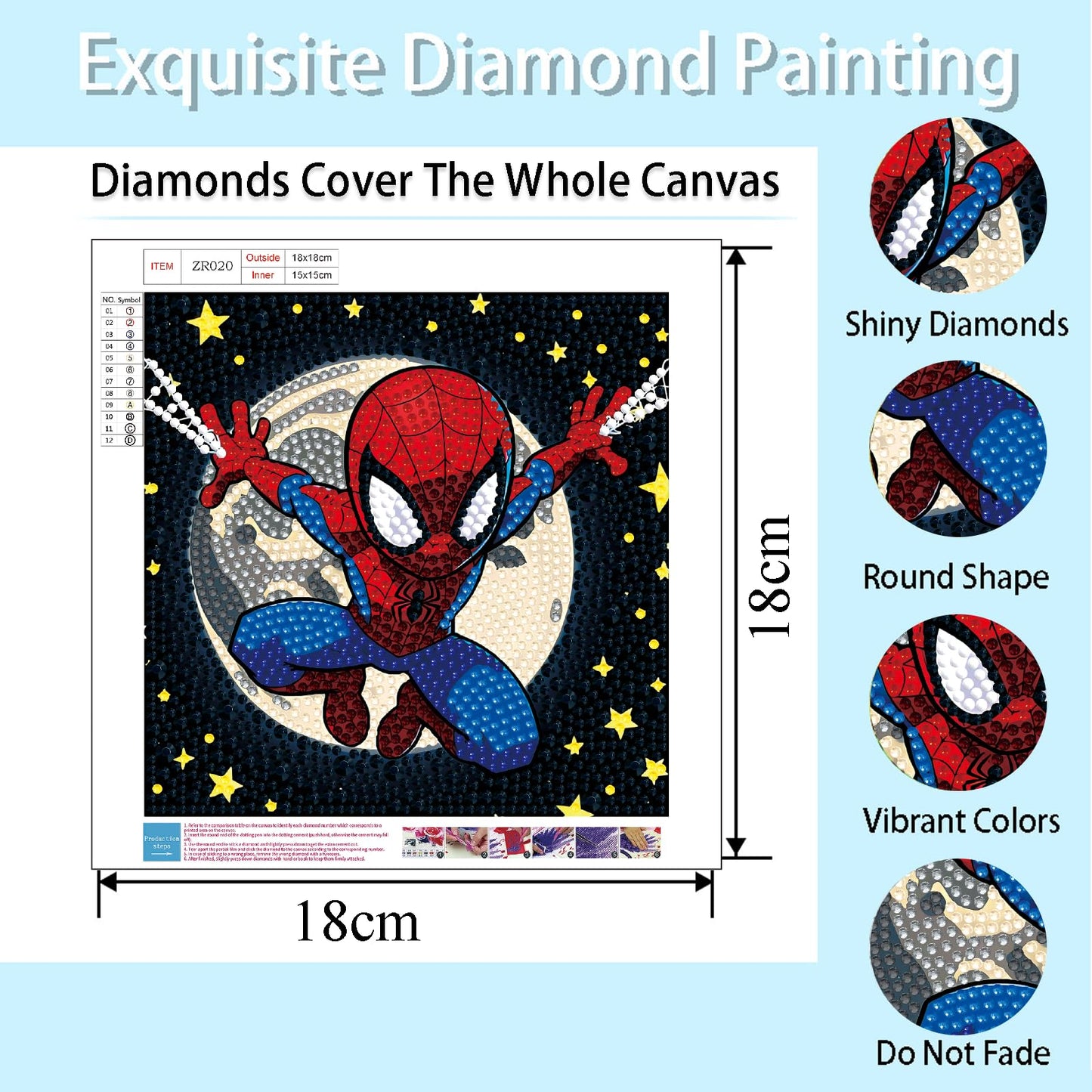 Baiwanerxiang Diamond Art Kits for Kids Ages 8-12, 6 Pcs Diamond Painting for Kids Full Drill Diamond Art Gem by Number for Kids Mosaic DIY Craft