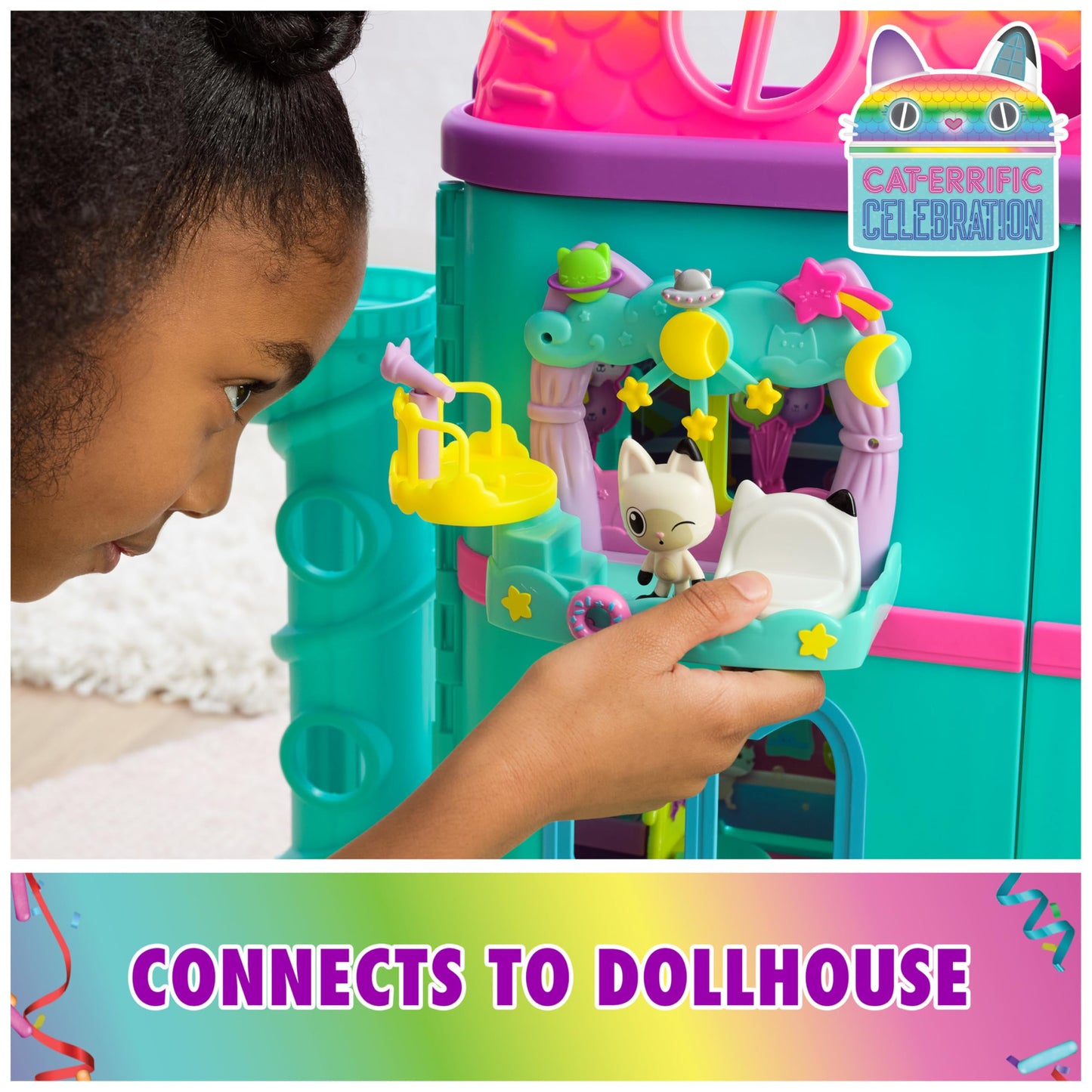 Gabby’s Dollhouse, Pandy Paws Dreamy Balcony Playset, 8-Pieces with Toy Figures, Doll House Accessories & Sensory Play, Kids Toys for Girls & Boys 3+