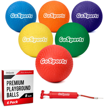 GoSports 8.5 inch Playground Ball (Set of 6) with Carry Bag and Pump - Classic