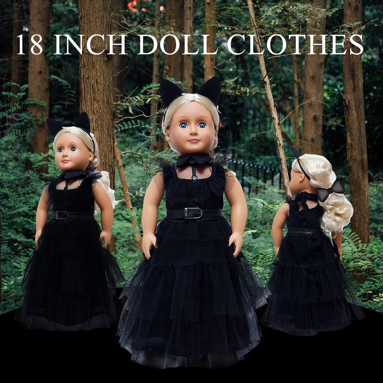 18 Inch Doll Clothes , Black Family Costumes Party Dress Fits All 18-inch Dolls Across Brands