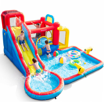 WHUBEFY Bounce House,Inflatable Water Slide Bounce Castle with Blower for Kids 3-12,Outdoor/Indoor Bouncy House Water Park for Backyard with 2 Splash
