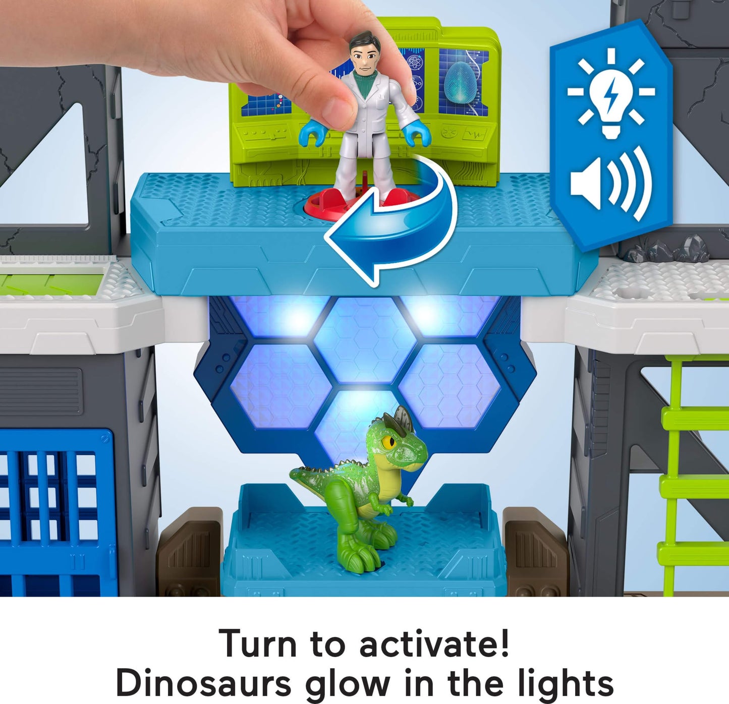 Fisher-Price Imaginext Jurassic World Dinosaur Toys Scan & Glow Dino Playset with Lights & Sounds for Kids Ages 3+ Years
