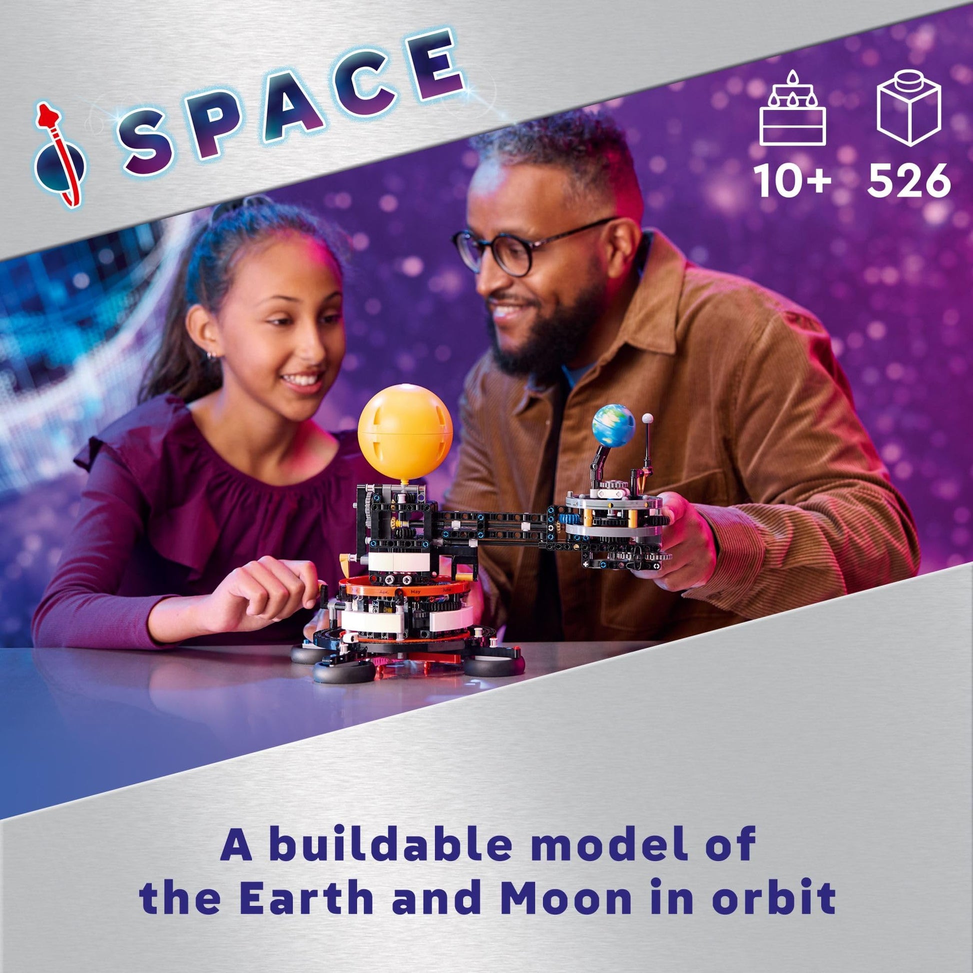 LEGO Technic Planet Earth and Moon in Orbit Building Set, Outer Space Birthday Gift for 10 Year Olds, Solar System Toy for Imaginative, Independent