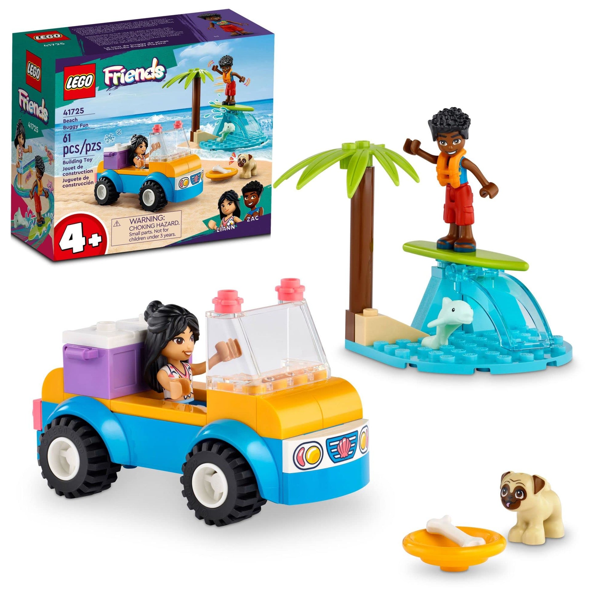 LEGO Friends Beach Buggy Fun 41725 Building Toy Set, Creative Fun for Toddlers Ages 4+, with 2 Mini-Dolls, Pet Dog and Dolphin Figures, a Beach Buggy