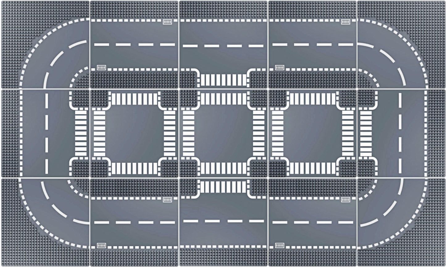 Homikidy Road Base Plates - 15 City & Street Plates, 10"x10" Road Baseplates