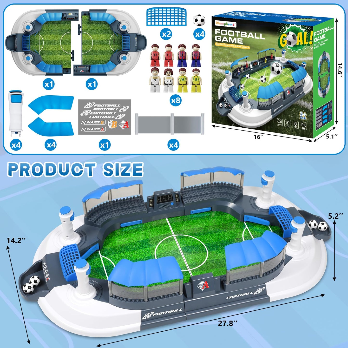 Mini Foosball Table Game for Kids Electronic LED Scoreboard Soccer Game Set Gifts Boys Toy Football Games Board Indoor Sports Game Birthday Gift 3 4 5