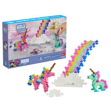 PLUS PLUS Learn to Build Unicorns, 275 Pieces - Interlocking Mini Hashtag Blocks, 3D Unicorn Birthday Gift for Girls & Boys - Fun Stem Toy for Kids