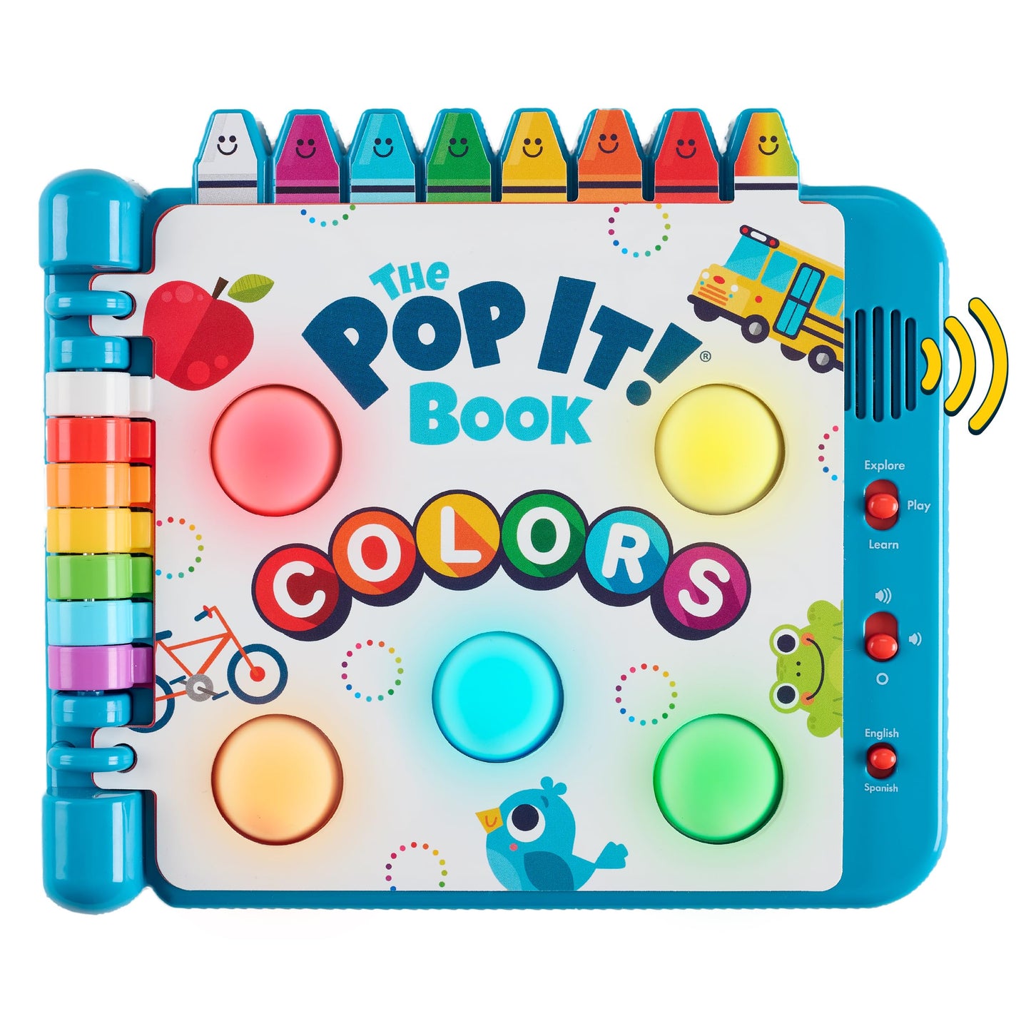 Chuckle & Roar Pop It Book, Colors, English & Spanish, Quiet Mode, 1-4+