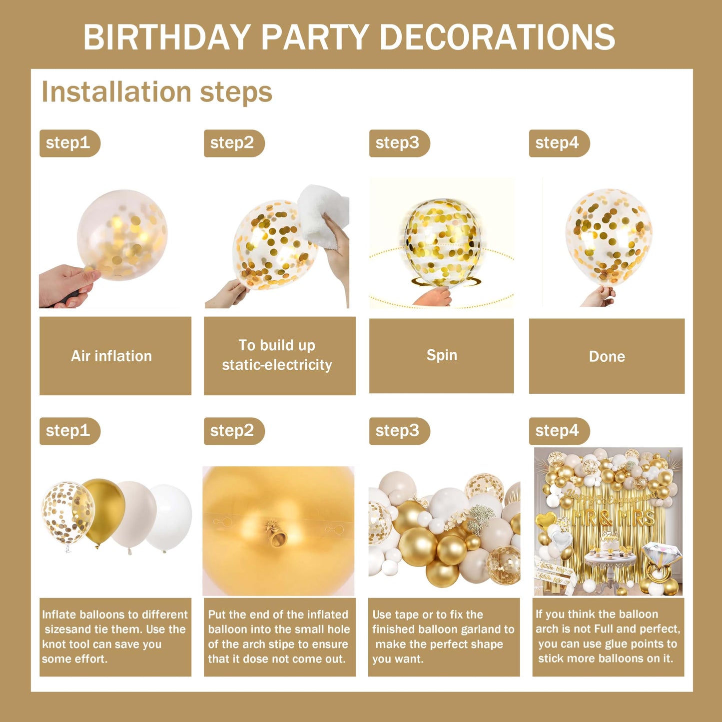 Engagement Party Decorations Set, Gold and White Balloon, MR & MRS Balloons with Foil Backdrop, Cake Toppers and Banners,Sash