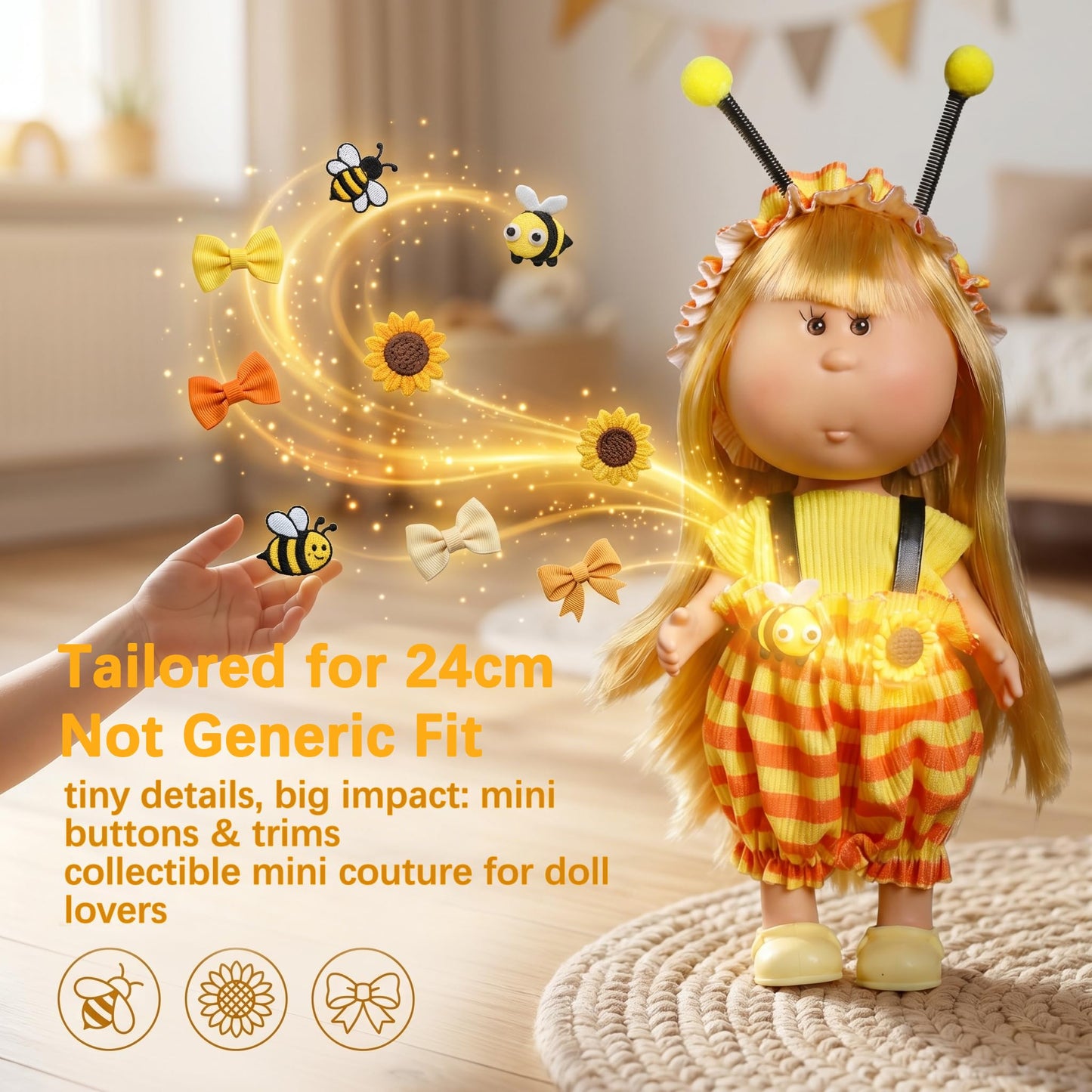 9.5 Inch Doll Clothes with Hook and Loop Soft Outfits for 24cm Doll