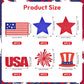 24 Pcs 4th of July Cupcake Toppers - Patriotic Red White Blue Glitter USA Cake Toppers with American Flag, Star and Firework Designs for Independence