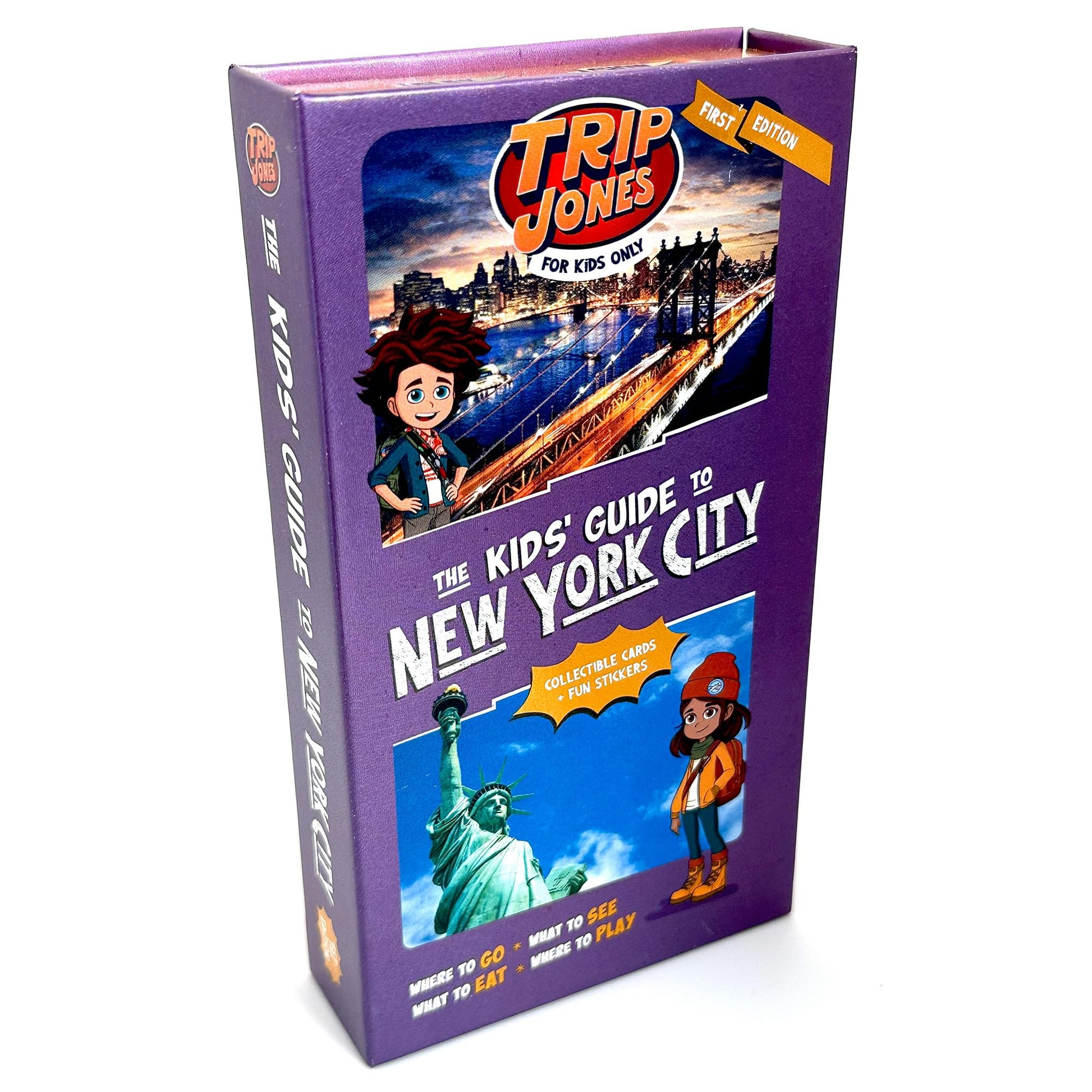 Trip Jones The Kids' Guide to New York City - Collectible Cards, Travel Spots to Play-Eat-See-Explore, Adventure & Learn, Storage Box, Stickers, Age