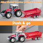 QUANA 4 Pack Farm Tractors, Plastic Farm Truck Toys for Kids Boys 3 4 5 6 7 8 Years Old, Detachable Farm Vehicles Playset Birthday Party Birthday