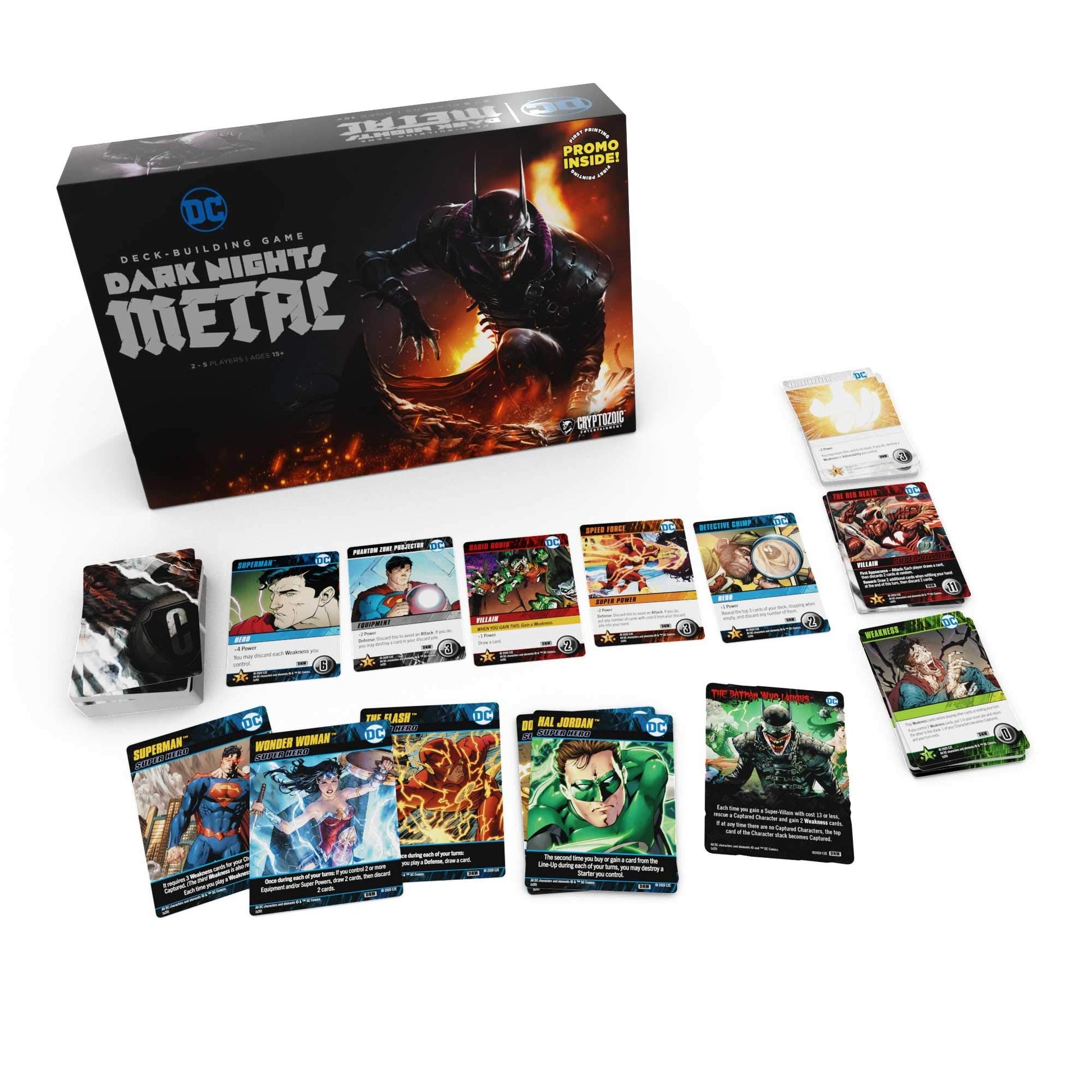 DC Deck Building Game - Dark Nights Metal - Defeat The Batman Who Laughs and his Dark Knights - for 2 to 5 Players - Ages 15+ - Cryptozoic