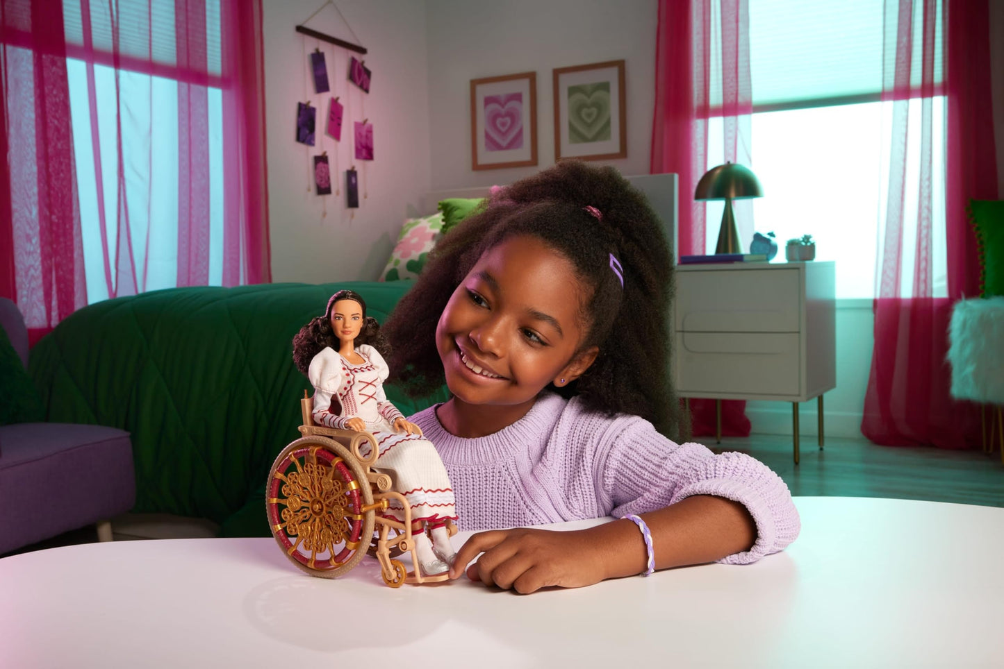 Mattel Universal Wicked Nessarose Fashion Doll & Accessories, Including Wheelchair, with Brown Curly Hair, Posability & Removable Ballroom Look