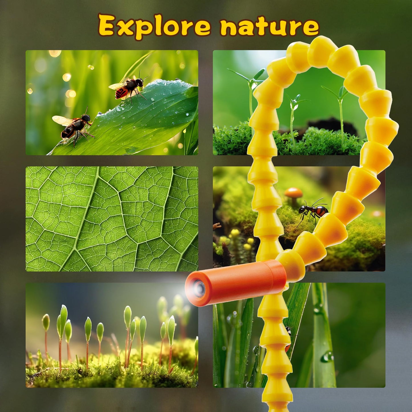 Borescope Snake Camera with Light for Kids, STEM Science Educational Toy, Snake Scope Camera for Outdoor Camping Nature Exploration, Best Birthday