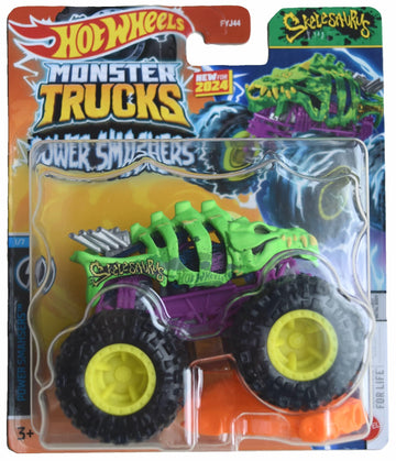 Matchbox Hot Wheels Monster Trucks Skelesaurus, Power Smashsers 1/7 Connect and Crash Car 1:64 Scale die cast