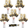 Blulu Birthday Party Decoration Set Golden Birthday Party Centerpiece Sticks Glitter Table Toppers Supplies, 24 Pack (80th)