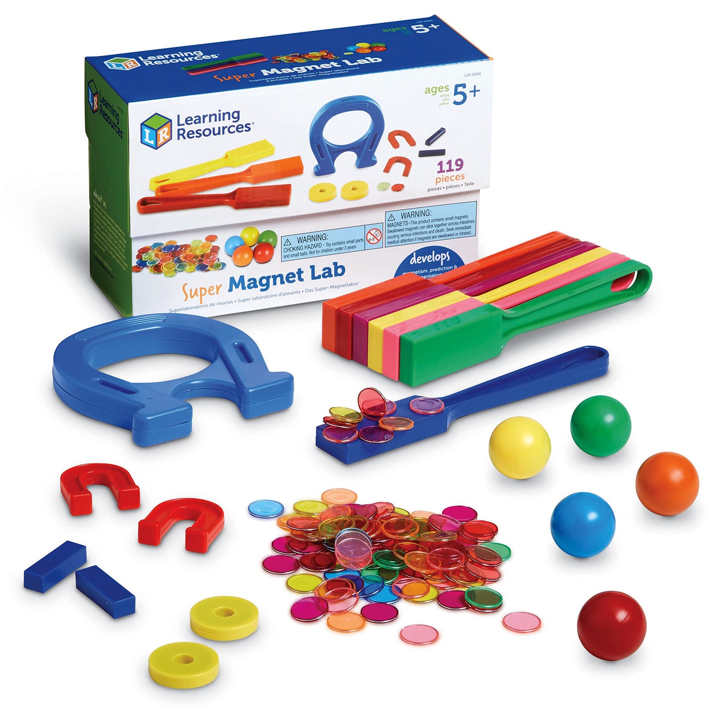 Learning Resources Super Magnet Lab Kit - 119 Pieces, Ages 5+, STEM ,Toys for Kindergartner, Science Learning Activities for Kids,Back to School