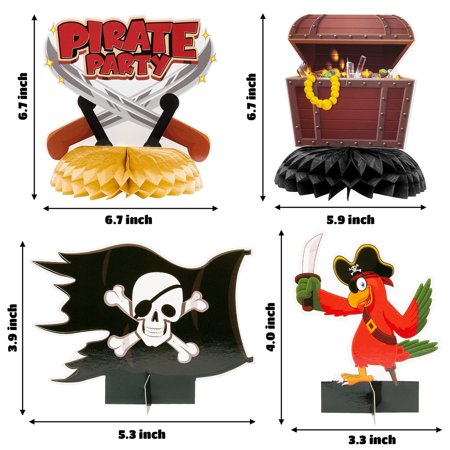 Haooryx Pirate Honeycomb Table Centerpieces -12Pcs Pirate Party Table Decoration Honeycomb Ball Kids' Birthday Nautical Party Decoration Newborn Baby