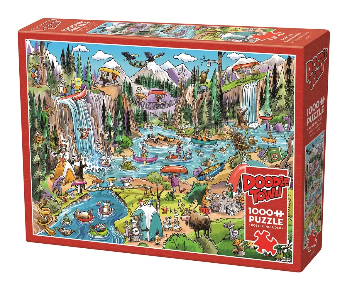 Cobble Hill 1000 Piece Puzzle -DoodleTown: Portage Pandemonium - Sample Poster Included