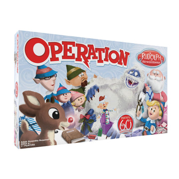 Operation: Rudolph The Red Nosed Reindeer 60th Anniversary Board Game, Classic Electronic Remove The Objects or Get The Buzzer Game, Featuring Bumble