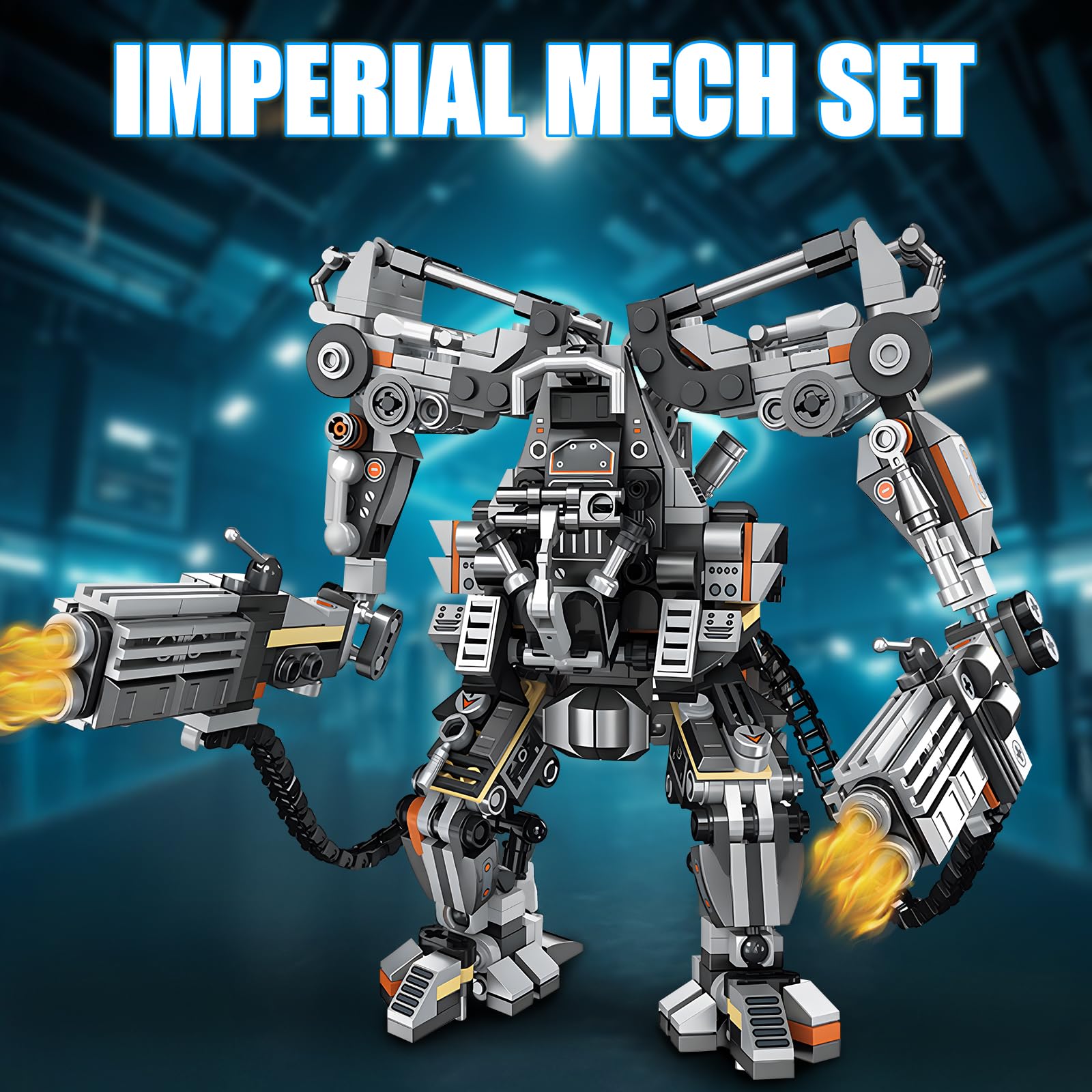 HIGH GODO Black Empire Mech Building Blocks Set for Adults, Motorized Robot Building Toy with Multiple Weapons, Combat Armor Style Warrior Collectible