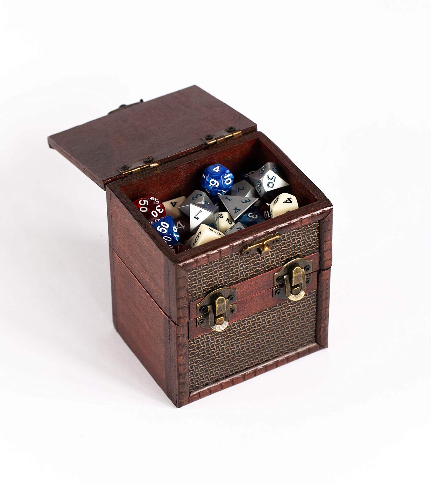 KakapopoTCG Elven Vault (Chainmail) Wooden Deck & Counter Box with Protector Storage for TCG, MTG Magic, FaB, YGO, EDH, Commander, Box, Dice