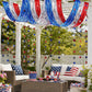Patriotic Decorations, 5Pack USA Red White and Blue Decorations Metallic Foil Ceiling Fringe Curtains and Star Garland for or 250th Anniversary