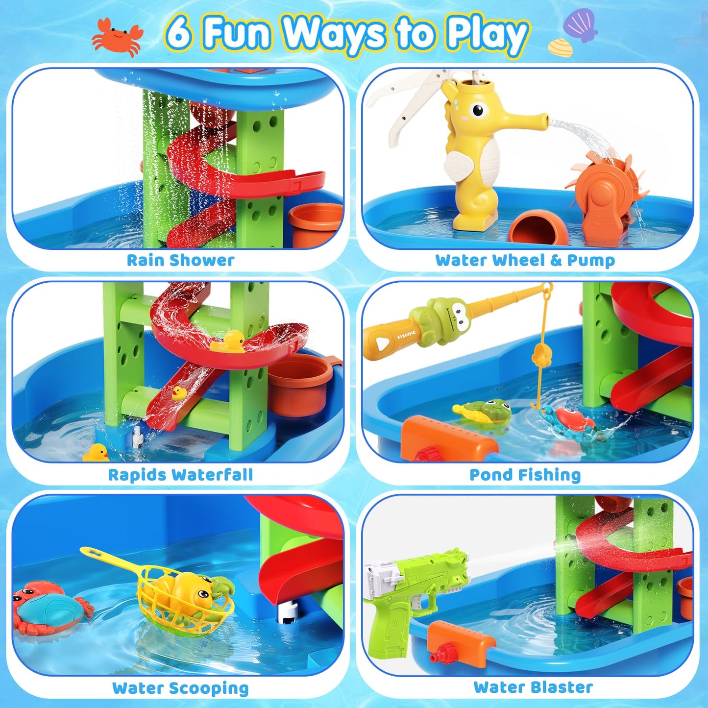 Water Table for Kids Ages 3-8,STEM 28PCS Rain Shower Sand & Water Play Set