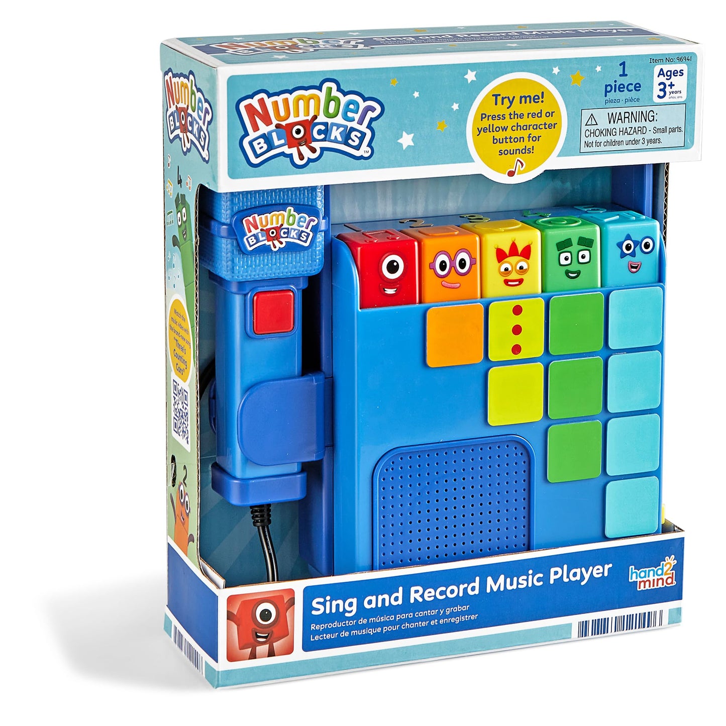 hand2mind Numberblocks Sing and Record Music Player, Kids Karaoke Microphone, Musical Toys, Toddler Boombox, Counting Toys, Preschool Math Learning