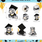 DolliBu Squat White Tiger Graduation Plush Toy - Soft Tiger Plush Graduation Stuffed Animal Dress Up with Gown & Cap with Tassel Outfit - Gift