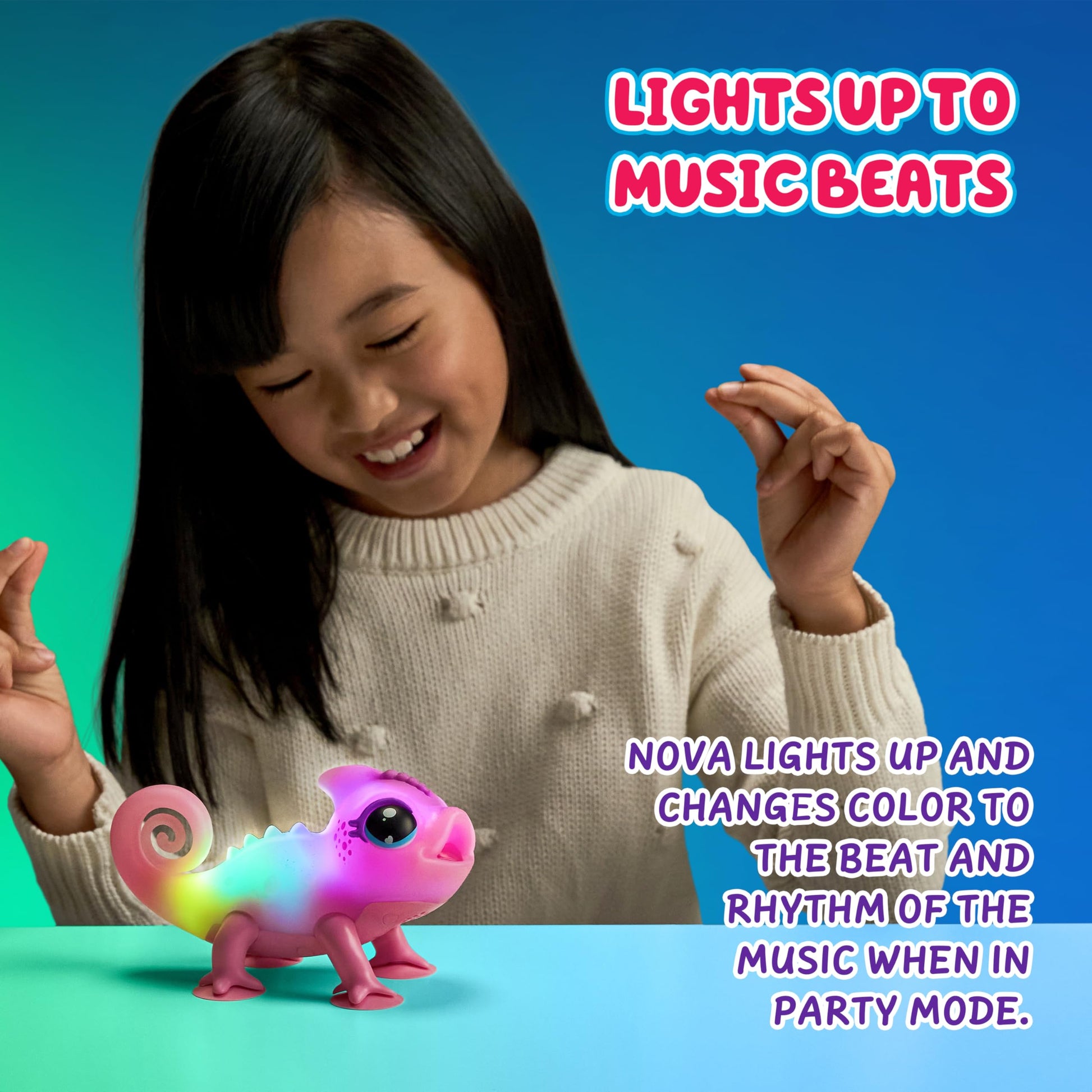 Little Live Pets Nova The Li’l Chameleon Toy, Interactive Light Up Toy Pet with 30+ Sounds and Beat Detection, Interactive Animal Toys for Ages 5+