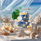 22PCS Hawaiian Cake Decorations Set with Sea Shell Including Coconut Tree Cake Decorations Boat Flowers Starfish Conch Leaves for Summer Party