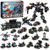 FNSJFYZS SWAT Police Building Blocks, 725 PCS Transforming Robot & Emergency Vehicle Construction Set, Mobile Command Truck, Modular Military Kit