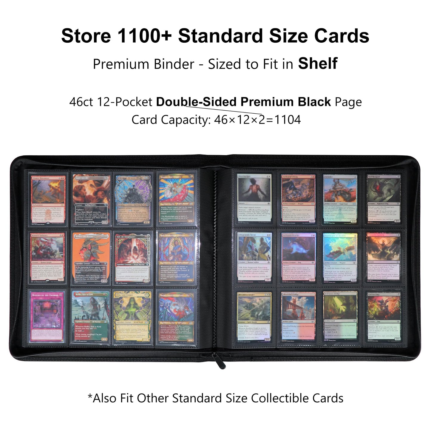 Rieton 12 Pocket 1104 Card Binder, Large Ringless Side Loading Pockets Trading Card Album Folder for TCG