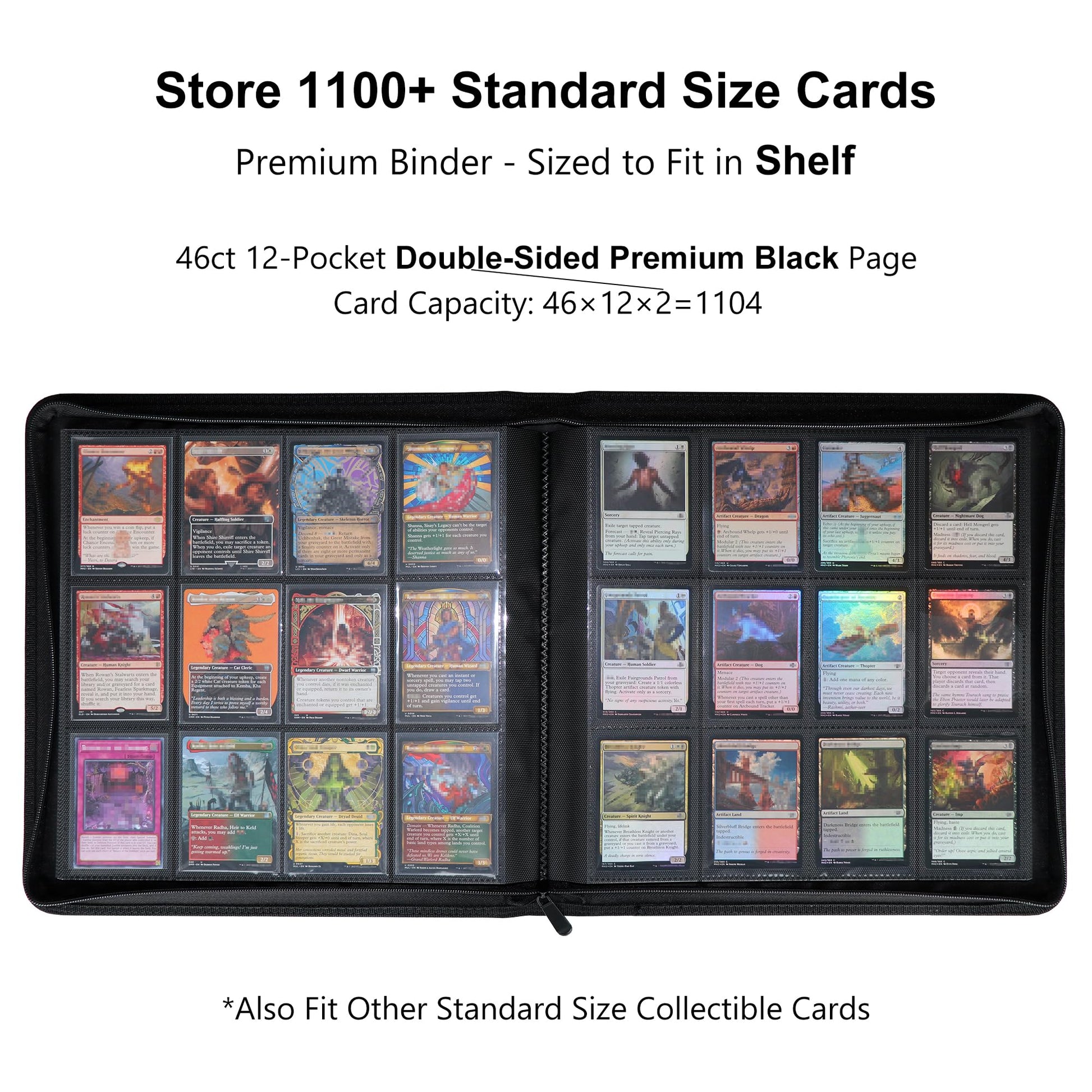 Rieton 12 Pocket 1104 Card Binder, Large Ringless Side Loading Pockets Trading Card Album Folder for TCG