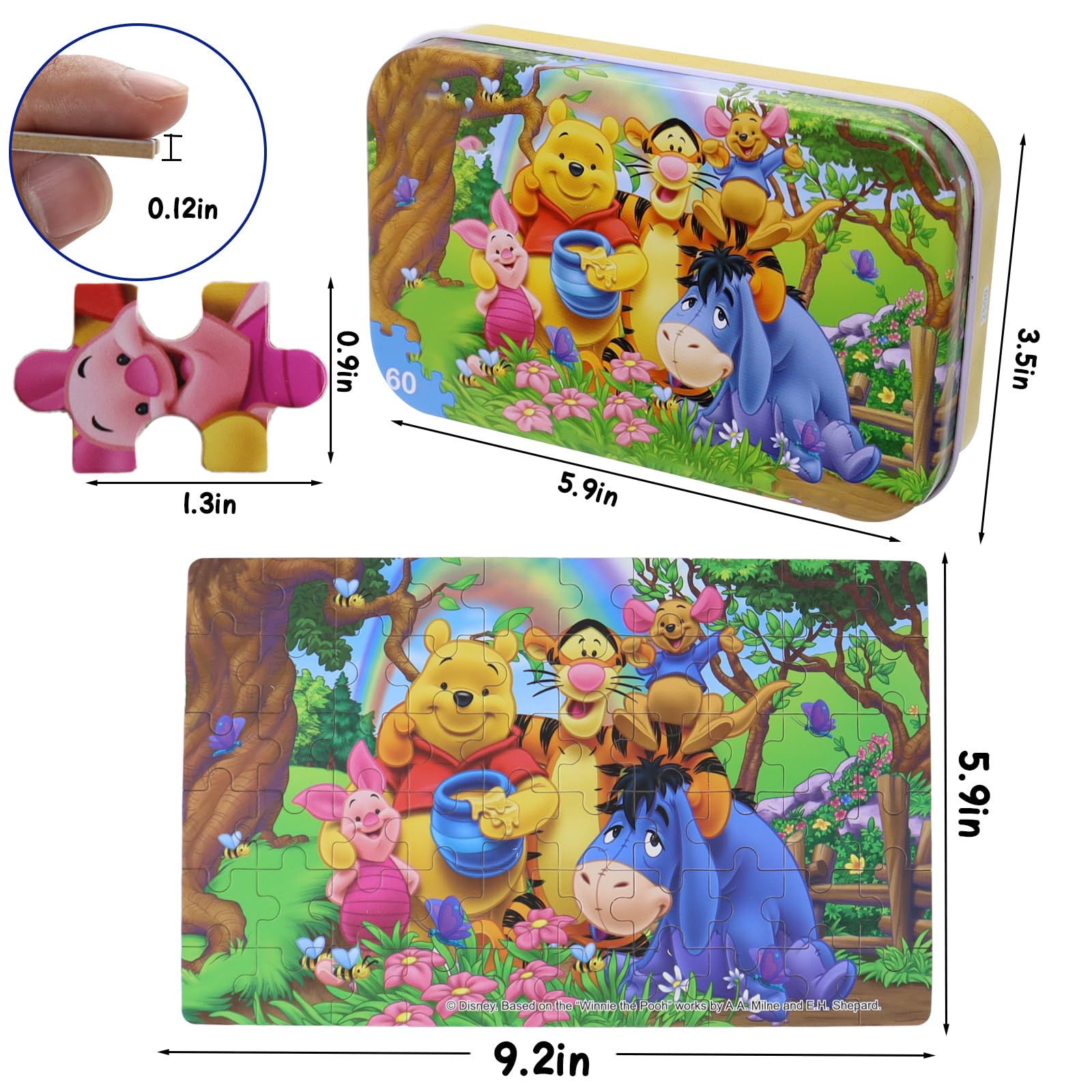 60 Piece Jigsaw Puzzles for Kids Ages 4-8 Bear Animal Party Puzzle- Family Game Reduced Pressure Toy Gift for Children (2500)