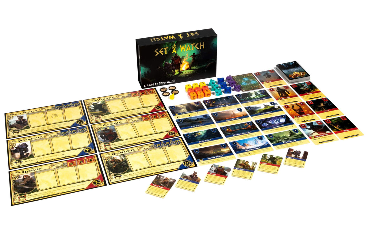 Rock Manor Games - Set A Watch - A 1-4 Player Cooperative Game - Use Skills and Dice to Battle Monsters and Defeat The Horde