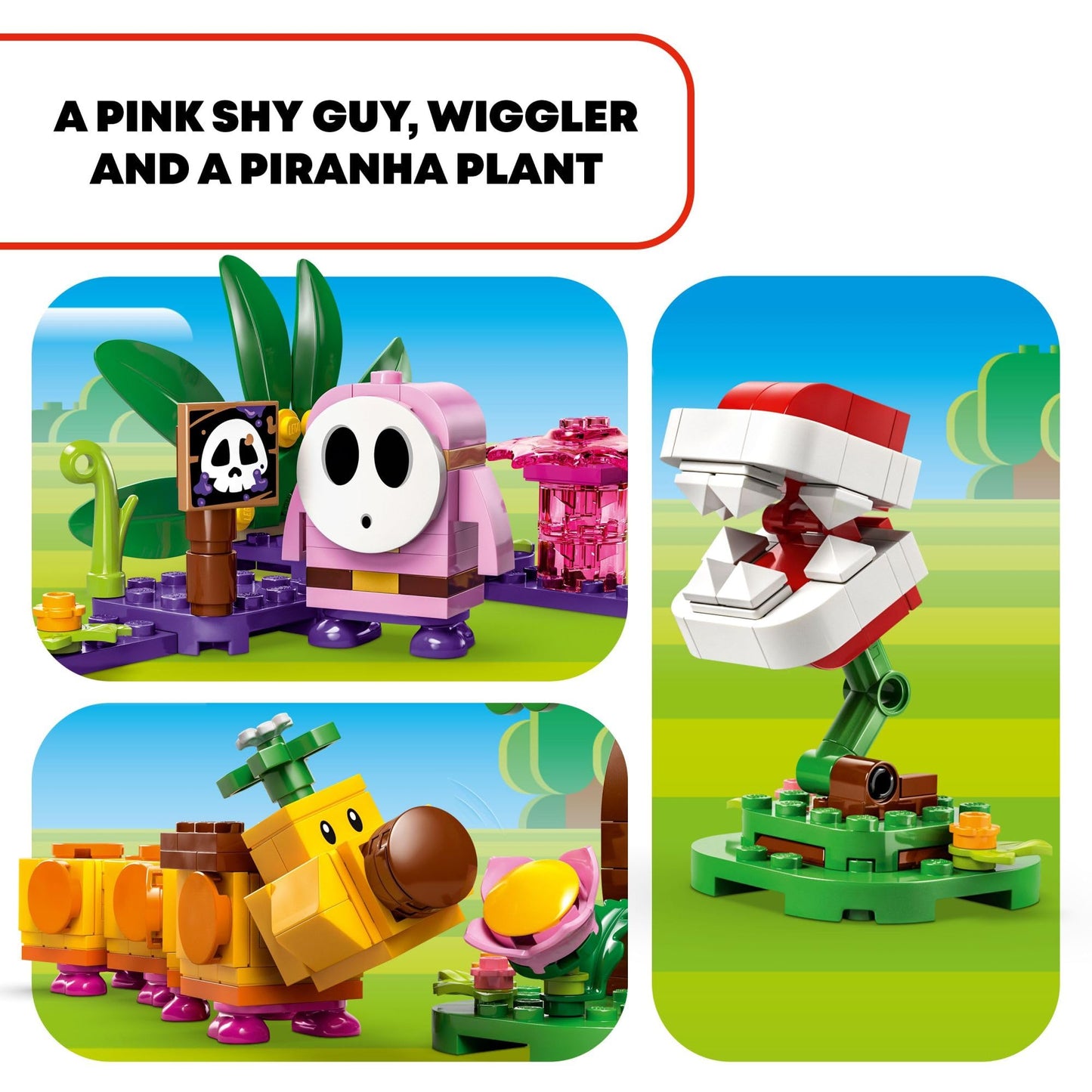 LEGO Super Mario Soda Jungle Maker Set, Customizable Nintendo Birthday Gift, Mario Playset for Kids, Pink Shy Guy and a Wiggler, Jungle Toys for Boys