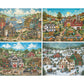 Bits and Pieces - Multipack of Four (4) 300 Piece Jigsaw Puzzles for Adults - Each Puzzle Measures 40.6 cm x 50.8 cm - 300 pc Seasons in The Country