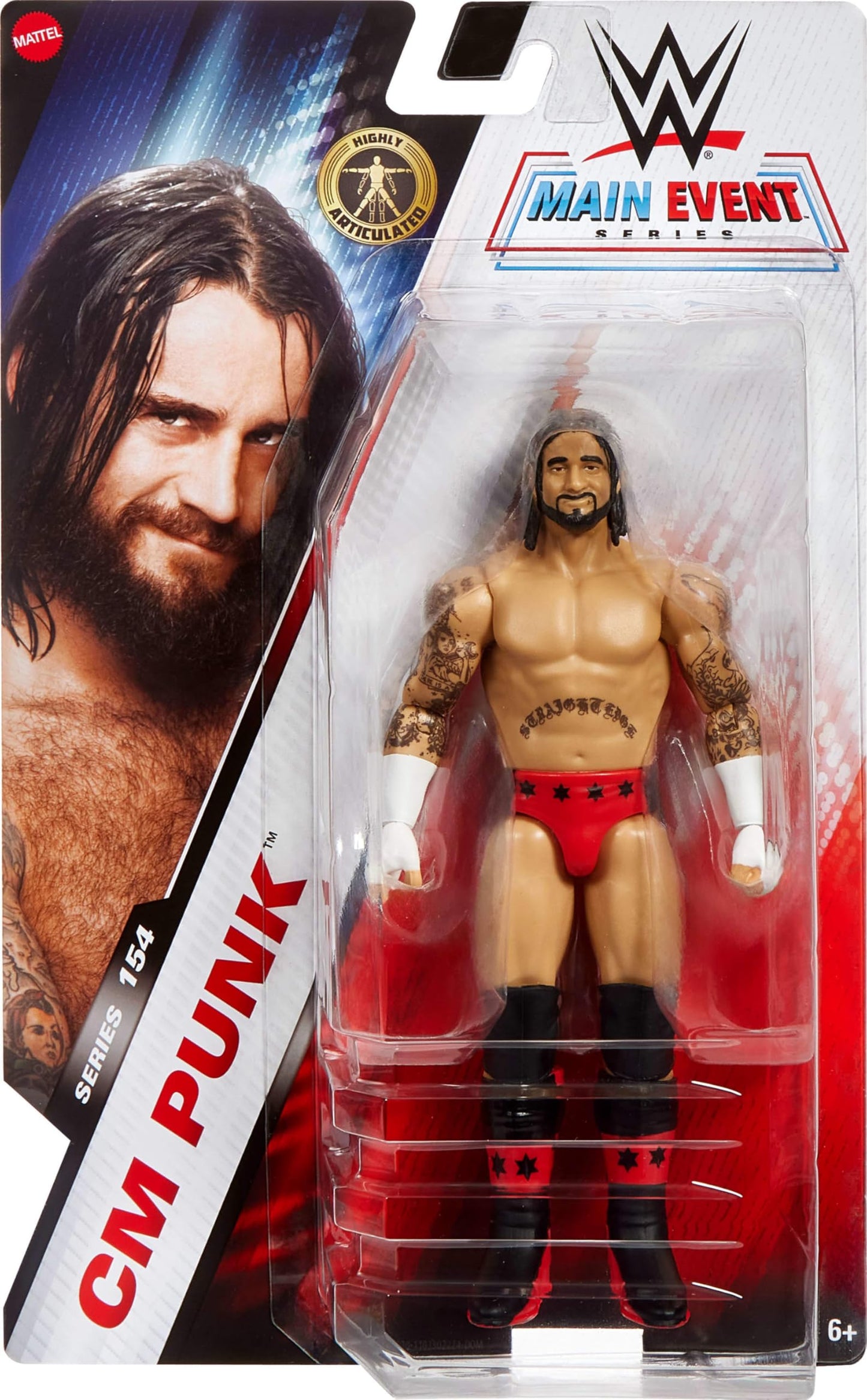 Mattel WWE Cm Punk Action Figure, Main Event Series #154 6-inch Collectible x with 10 Articulation Points & Life-Like Look