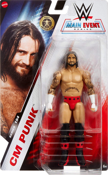 Mattel WWE Cm Punk Action Figure, Main Event Series #154 6-inch Collectible x with 10 Articulation Points & Life-Like Look
