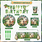 Dinosaur Theme Birthday Party Supplies Dinosaur Party Decoration Includes Plates Napkins Cups Forks Dino Banner Tablecloths Tableware for Birthday