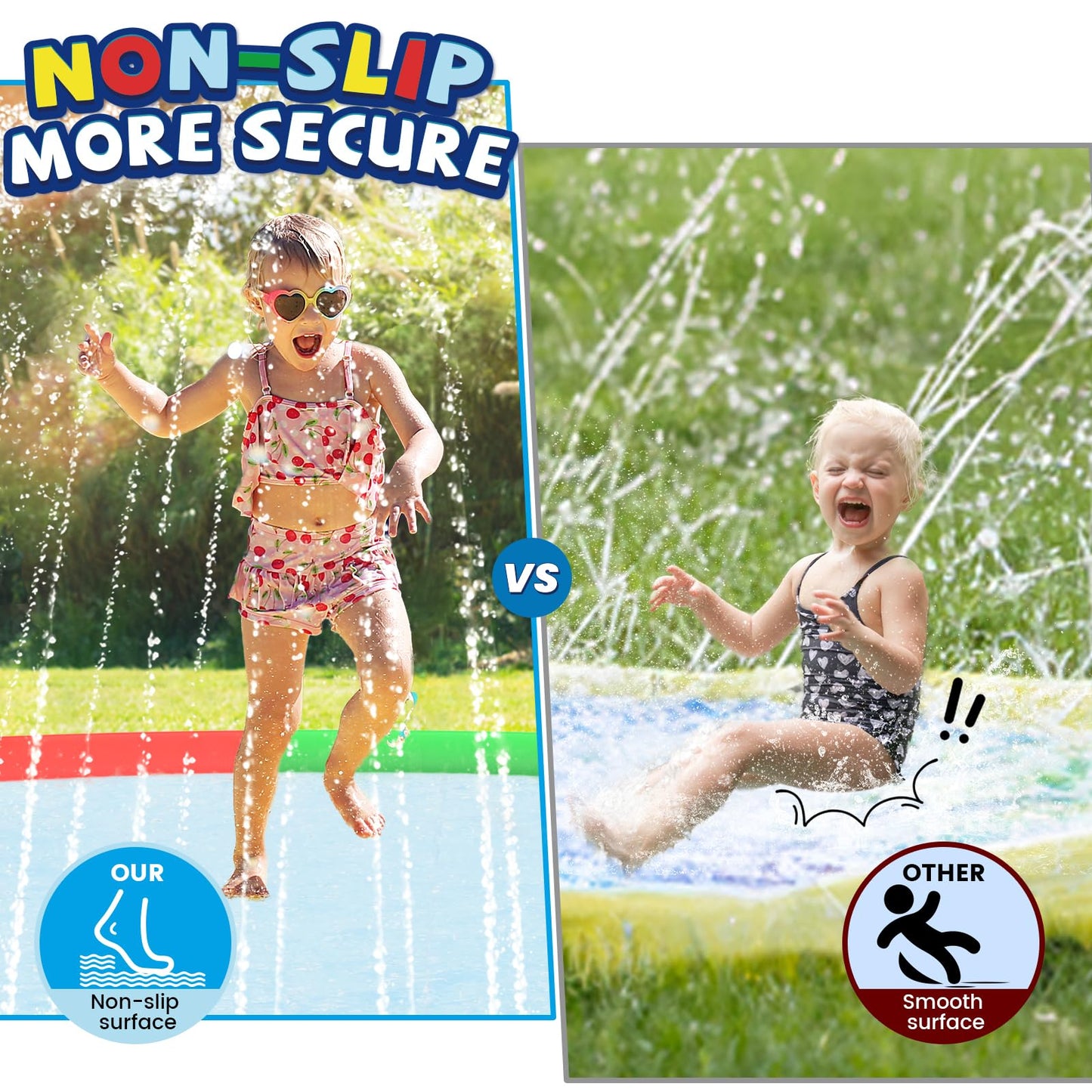 ODOSOLA 13 FT Large Splash Pad for Kids Ages 4-8, Non-Slip Baby Splash Pads for Toddlers, Oversized Kids Sprinklers for Yard, Heavy Duty Kid Pools