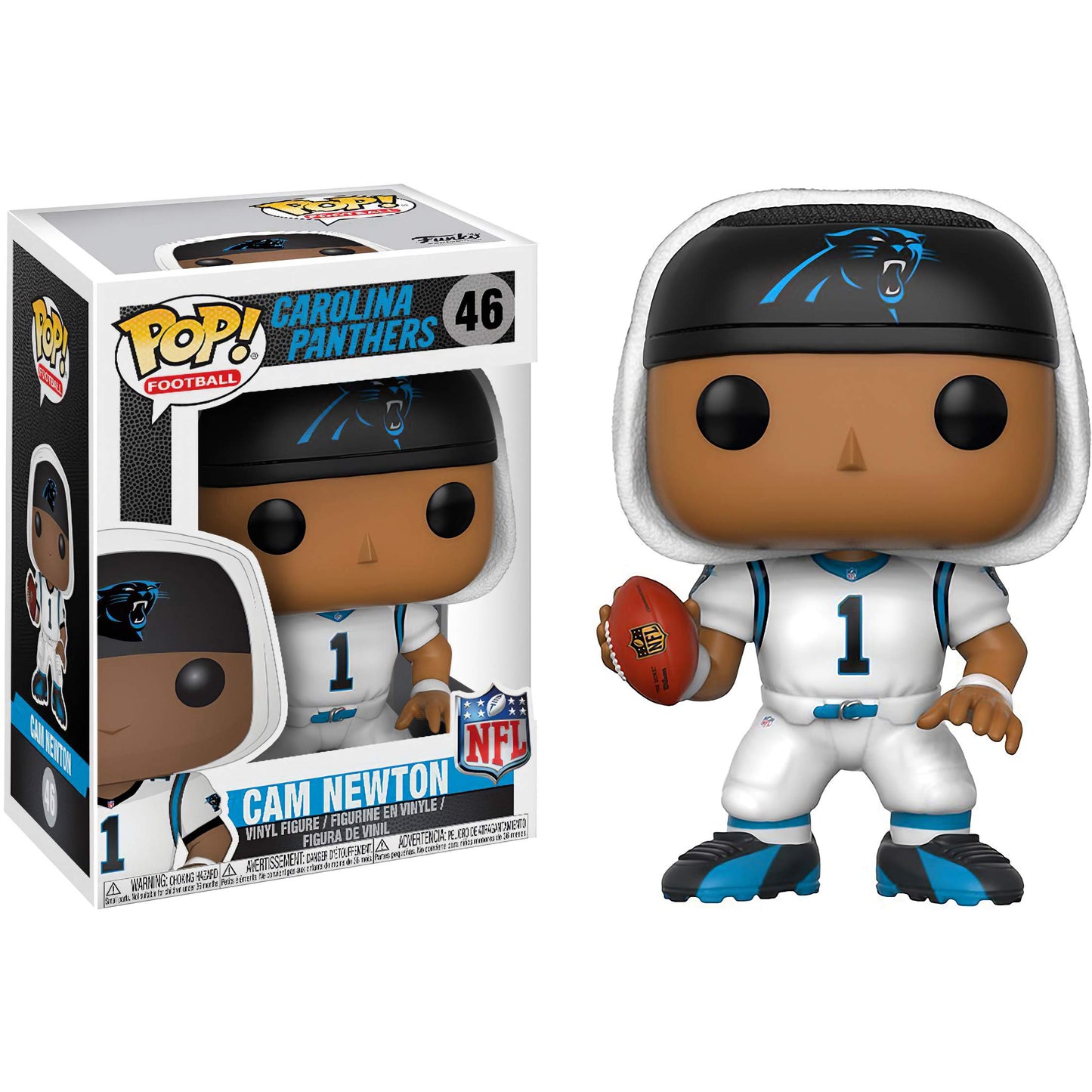 C a m Newt o n [Panthe r s White]: Fun ko P o p ! Football Vinyl Figurine Bundle with 1 Compatible 'ToysDiva' Graphic Protector (036-20295 - B)