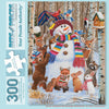 Bits and Pieces - 300 Piece Jigsaw Puzzle for Adults - Forest Animals Decorating A Snowman - Winter Snow Holiday Woods Scarf Bird House Jigsaw Puzzle