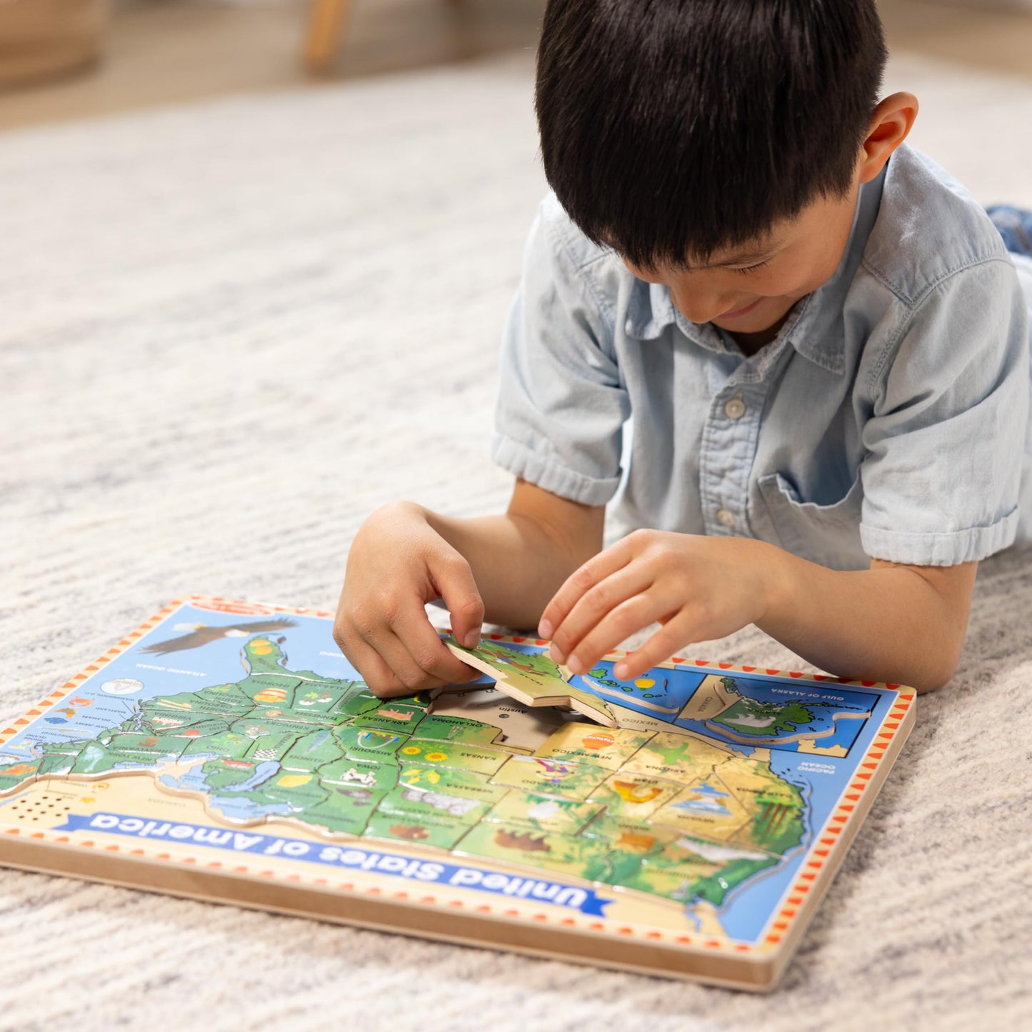Melissa & Doug USA Map Sound Puzzle - Wooden Puzzle with Sound Effects (40 pcs)
