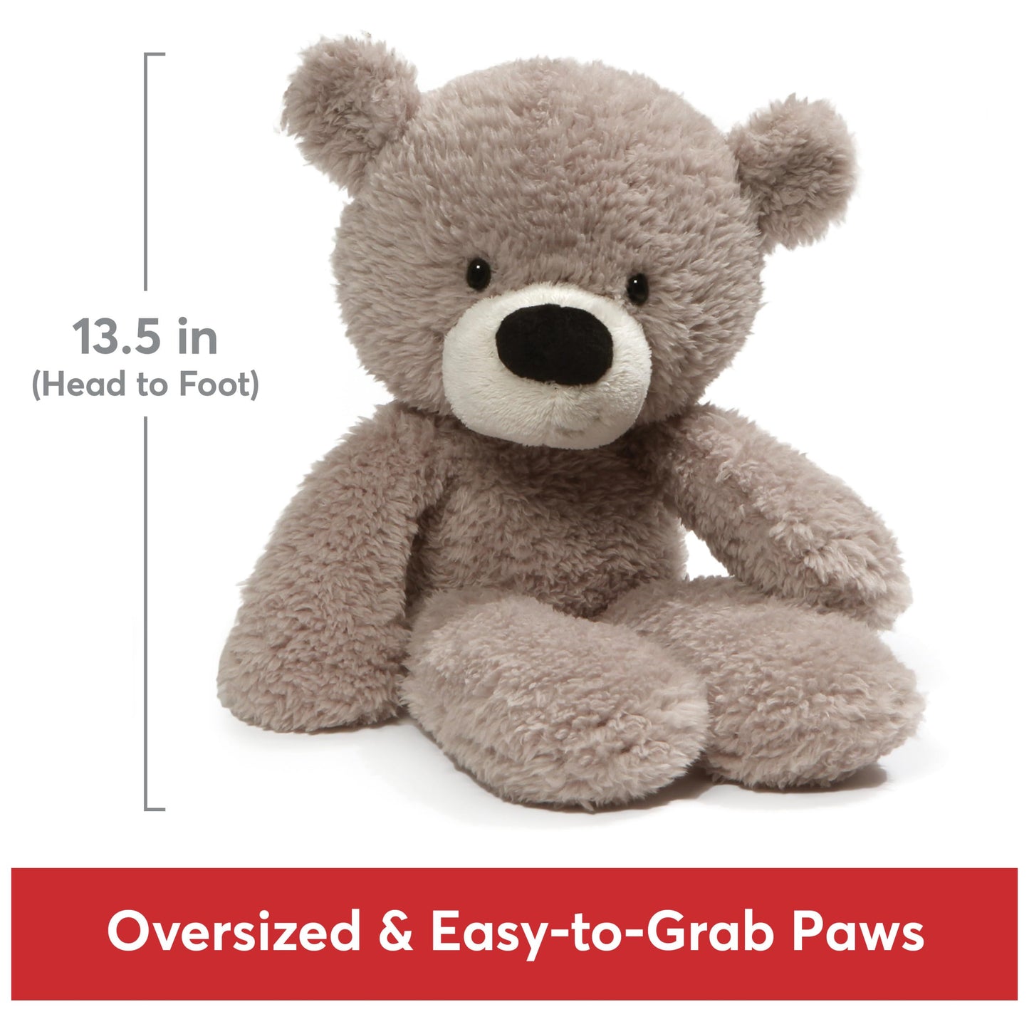 GUND Fuzzy 13.5-Inch Classic Gray Teddy Bear Plush Toy for Ages 0+