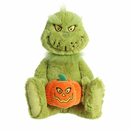 Aurora Spooky Dr. Seuss Jack-O-Lantern Grinch Stuffed Animal - Officially Licensed Plush for Imaginative Play - Perfect for Halloween Decorations